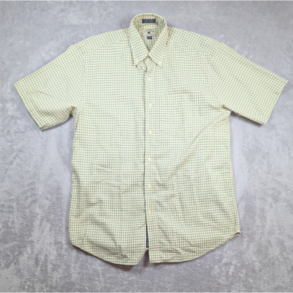 Cutter & Buck Button Up Shirt Mens Size Medium Green Plaid Outdoor Hiking Dad